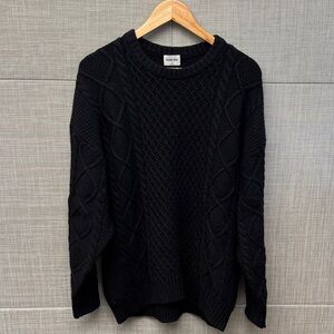 Sunday Best Black Cable Crewneck Sweater - Men's